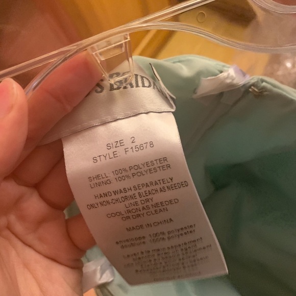David’s Bridal Teal Hi Low Bridesmaid Dress - Picture 6 of 6